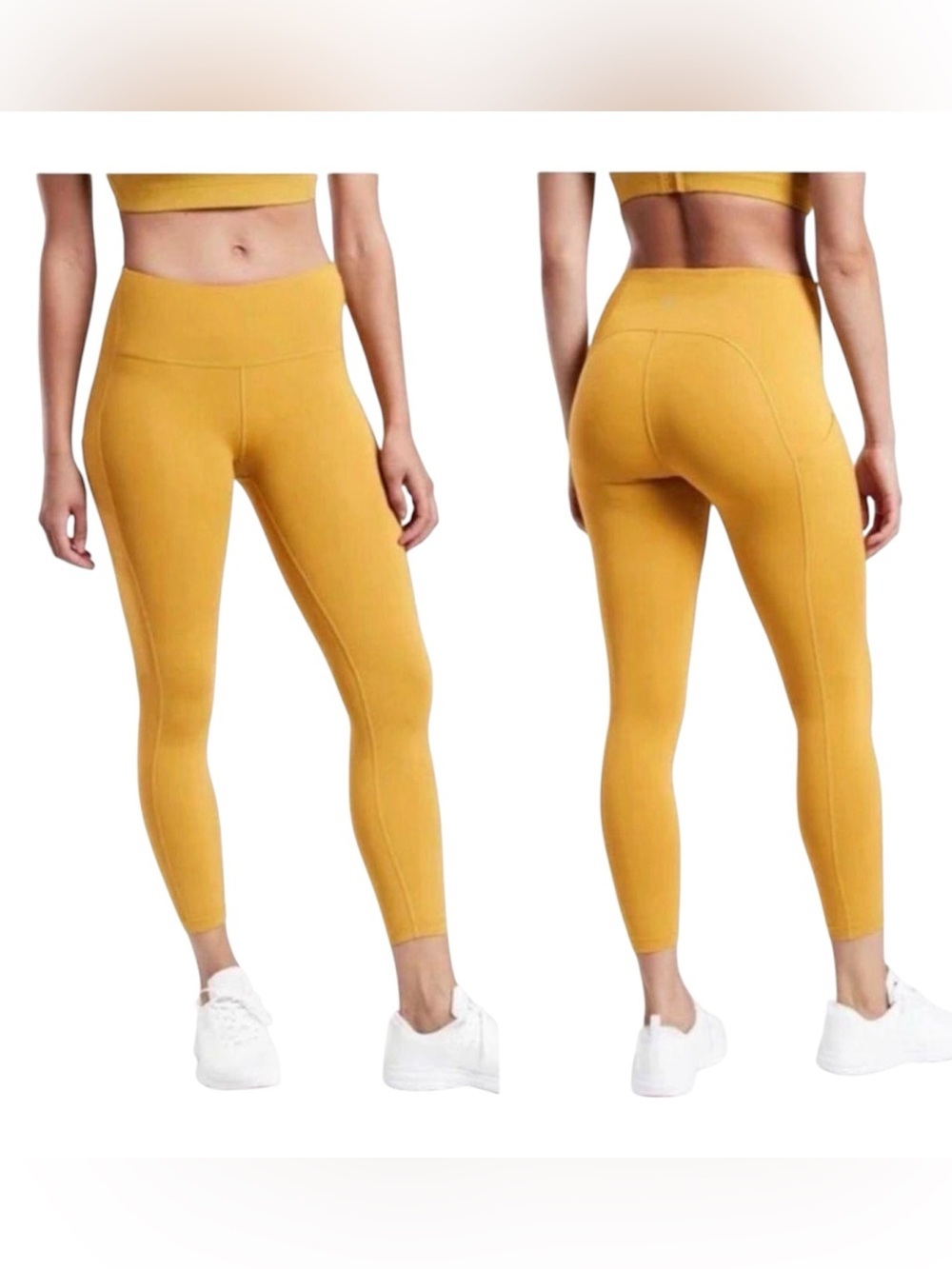 Athleta Ultimate Stash Pocket 7/8 Leggings Yellow High Rise Athletic Medium